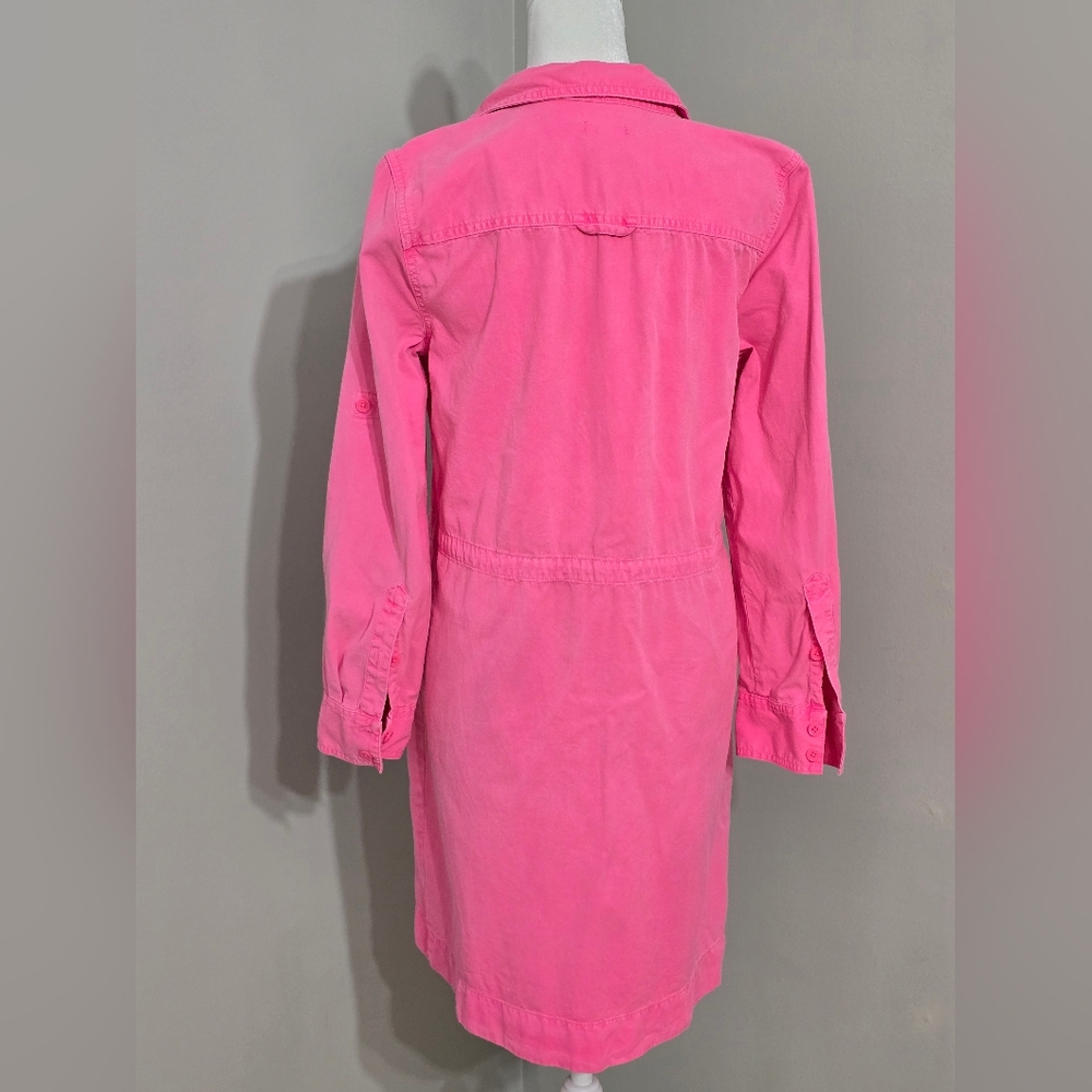 J. Crew Drawstring Shirt Dress Long Sleeves W/Roll Tabs Women's Size 4 - Picture 5 of 12